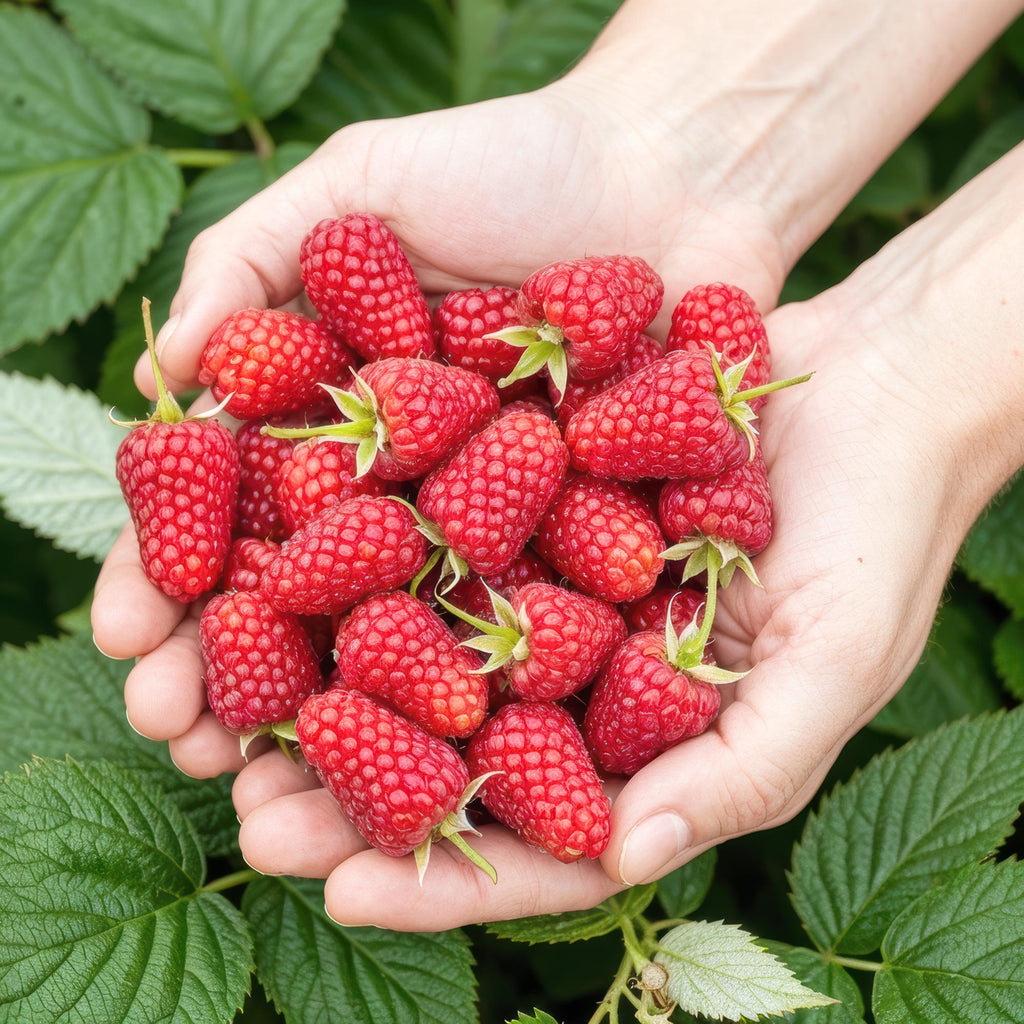 Green boutiQ - Fruitplanten - Framboos - Rubus idaeus Heritage - Winterhard - 6 Planten - Pot 9 cm - Rode Framboos