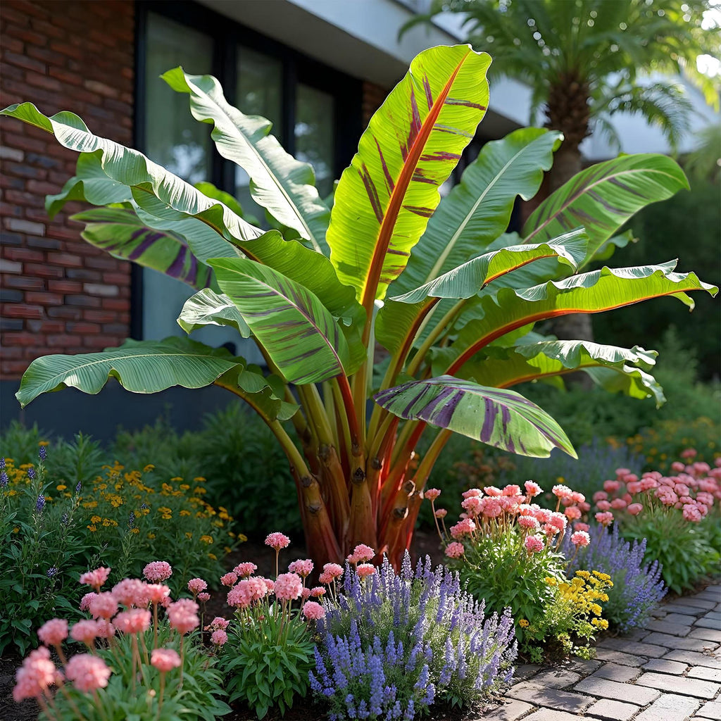 Green boutiQ - Fruitplant - Bananen plant - Musa sikkemensis Red Tiger - Winterhard - 4 planten - Pot 17cm Hoogte 40cm