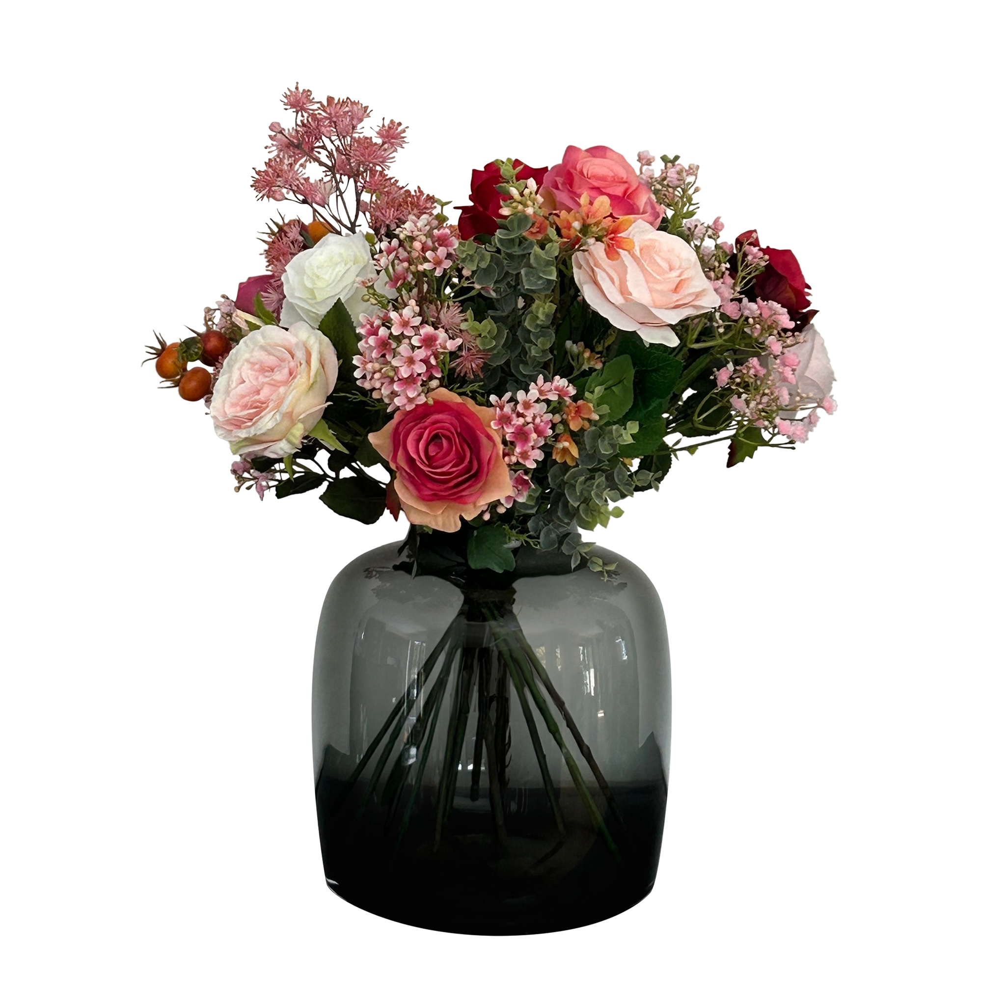Kunstbloemen - Boeket M - Flame Roses - 45 cm