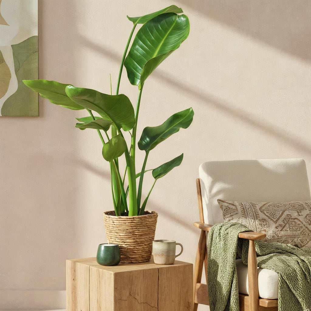 Green BoutiQ - Green is... Kamerplanten - Stelitzia Nicolai - Paradijsvogelbloem - Weinig onderhoud - Groen - 1 Plant - Pot 17cm - Hoogte 70-90cm