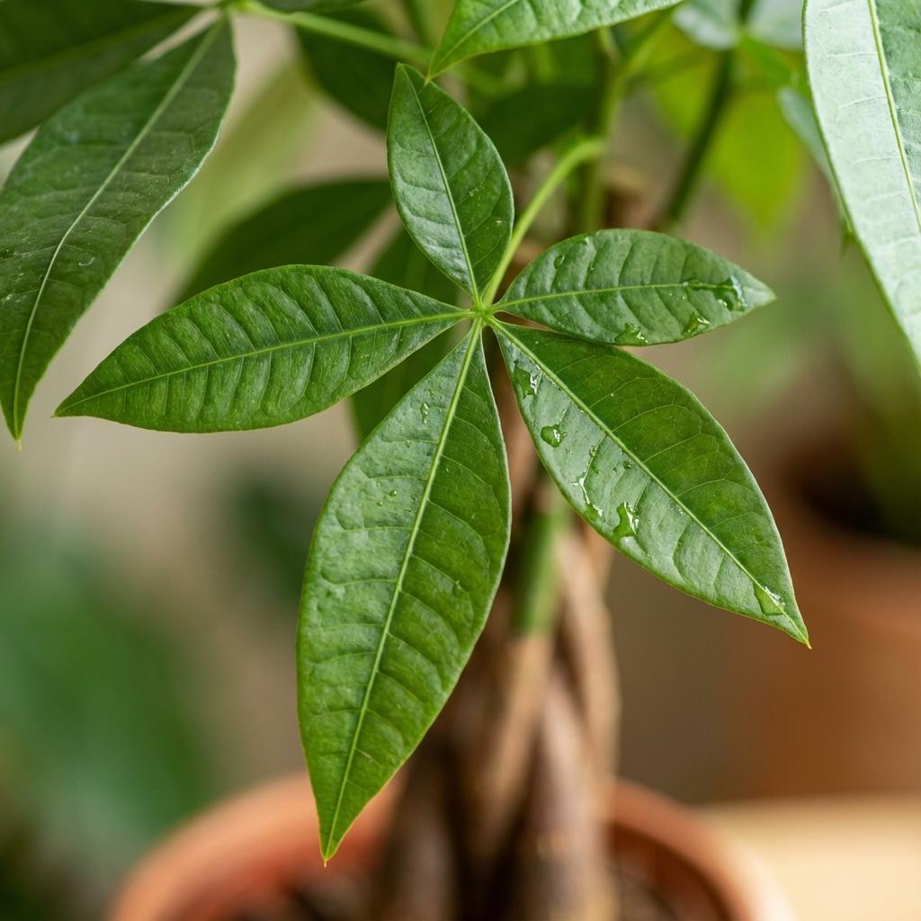 Green boutiQ - Kamerplant - Geldboom - Pachira Aquatica - Groen - Weinig onderhoud - 1 Plant - Pot 12cm - Hoogte 40 - 50cm