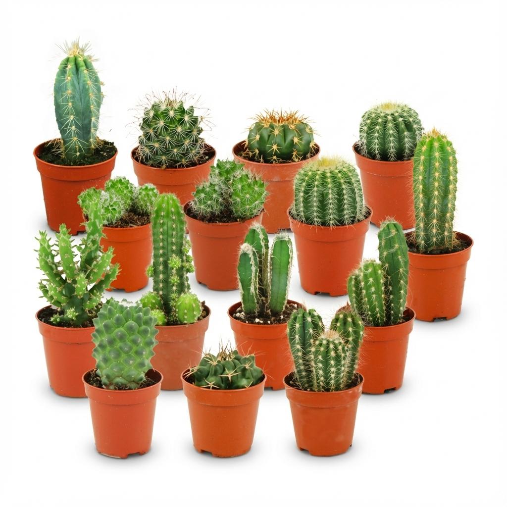 Mini Cactus Set - 15 Stuks - Ø 5.5 cm - Hoogte: 5-10 cm