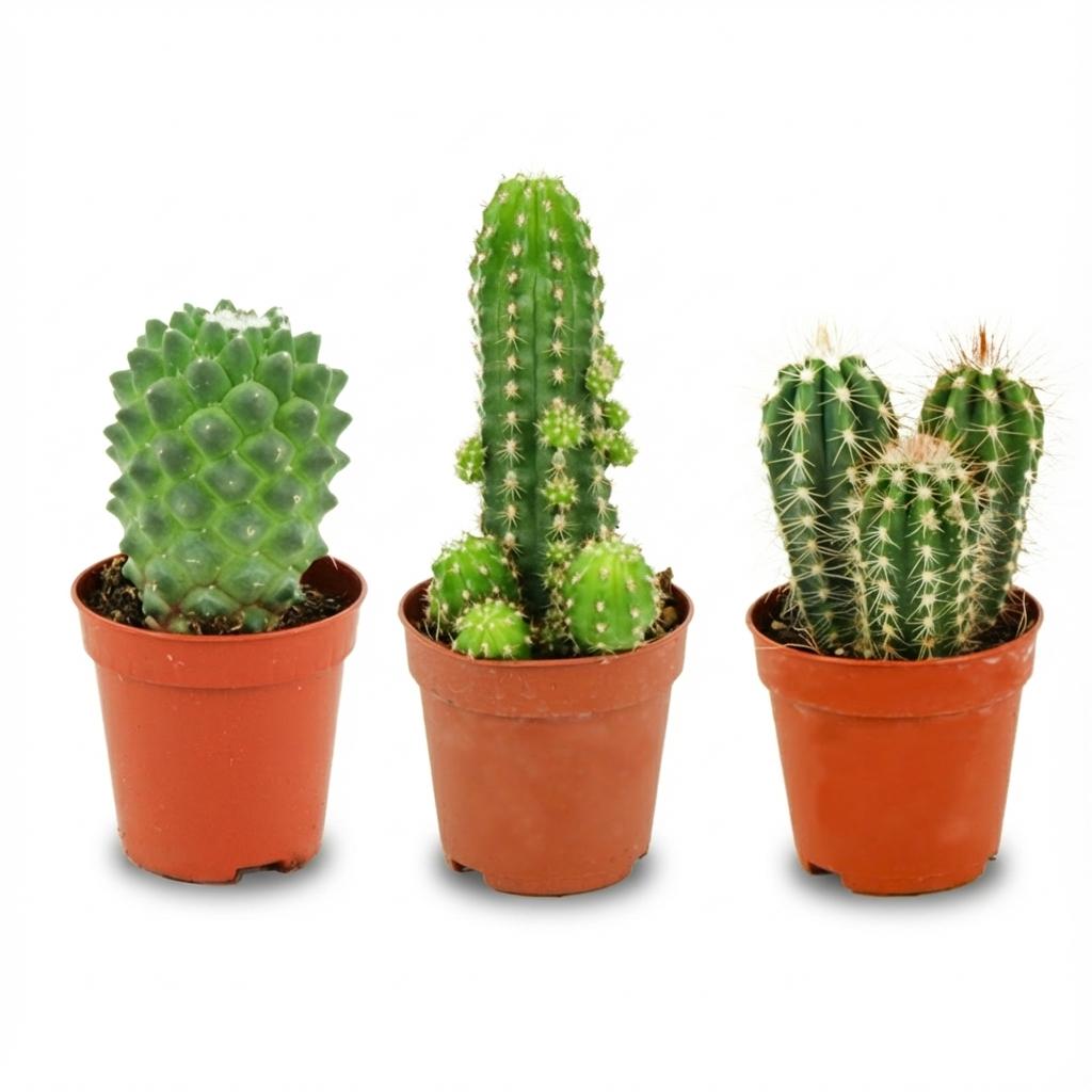 Mini Cactus Set - 3 Stuks - Ø 5.5 cm - Hoogte: 5-10 cm