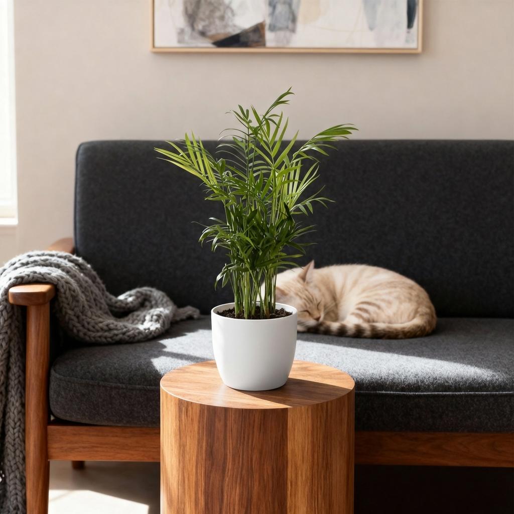 Green boutiQ - Kamerplant - Chamaedorea elegans - Goudpalm - Huisdiervriendelijke Plant - Groen - 4 Planten - met Potter Wit - Pot 12cm - Hoogte 15cm