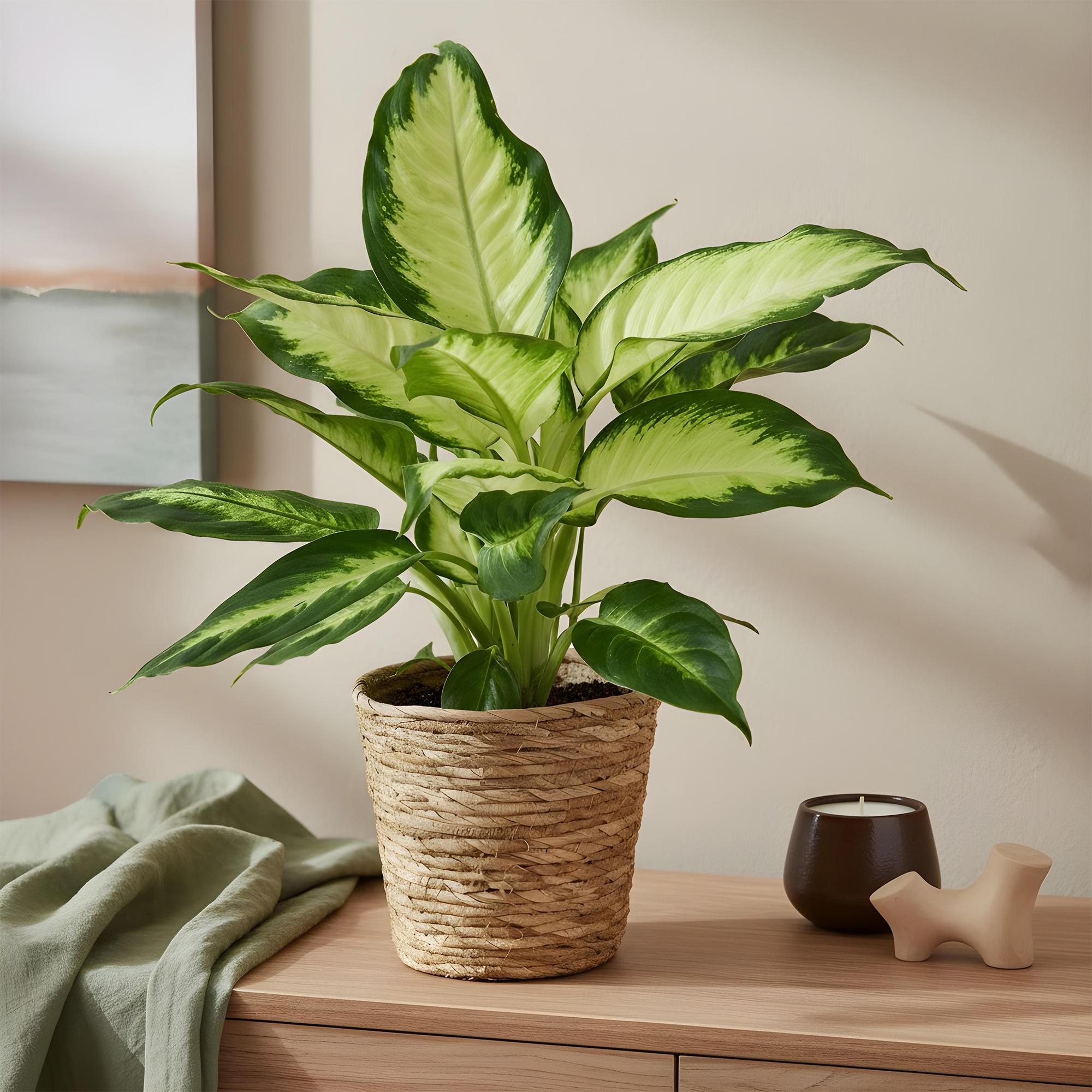 Green BoutiQ - Green is... Kamerplanten - Diefenbachia Camilla - Dieffenbachia - Weinig onderhoud - Groen - 2 Planten - Pot 17cm - Hoogte 45-50cm