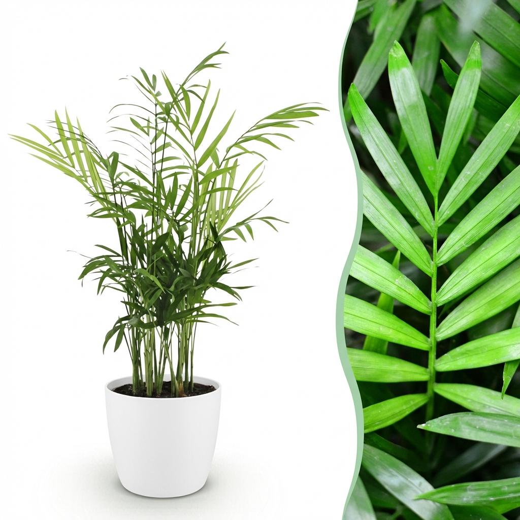 Green boutiQ - Kamerplant - Chamaedorea elegans - Goudpalm - Huisdiervriendelijke Plant - Groen - 1 Plant - met Potter Wit - Pot 12cm - Hoogte 15cm