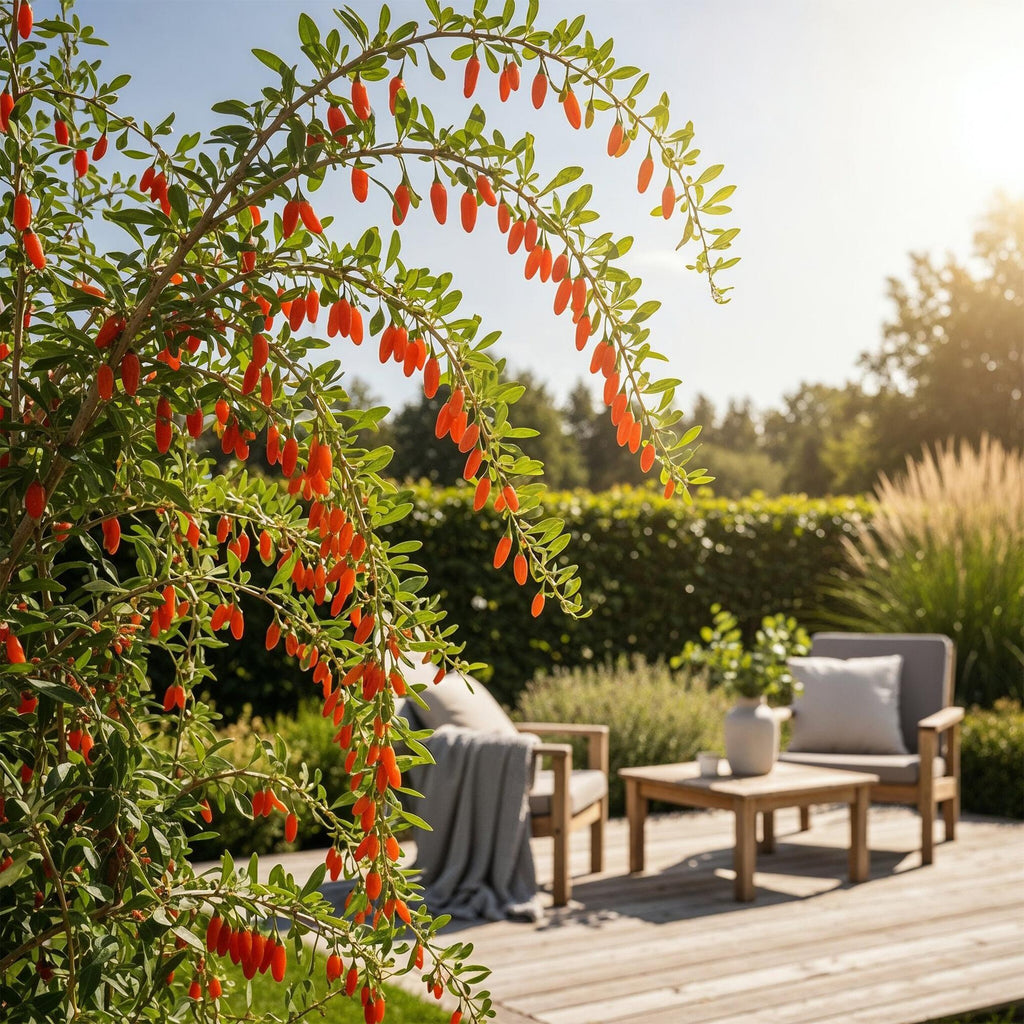 Green boutiQ - Fruitplanten - Goijbes - Lycium Barbarum - Winterhard - 6 Planten - Pot 9 cm - Oranje - Rode Vrucht