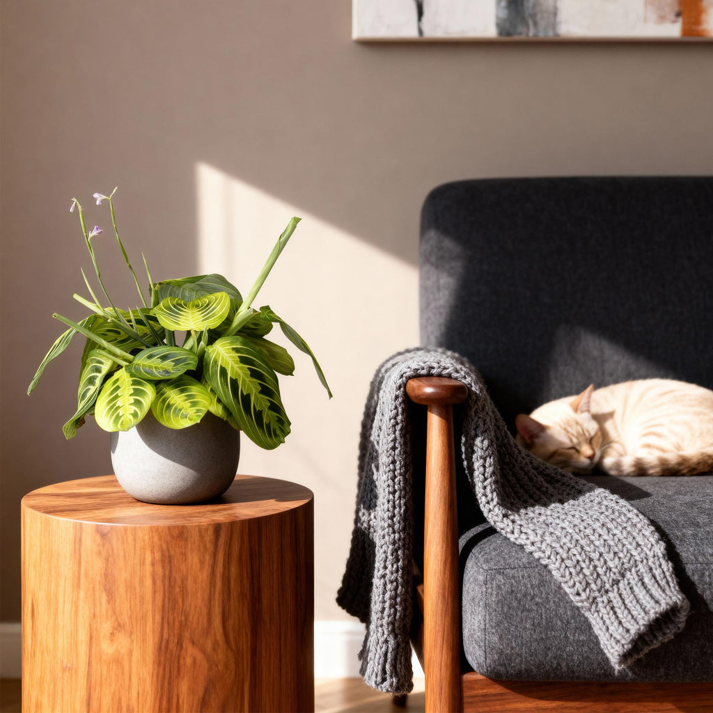 Green boutiQ - Kamerplant - Maranta Fascinator Lemon Lime - Gebedsplant - Huisdiervriendelijk - Groen - 2 Planten - Pot 12cm - Hoogte 30-35cm