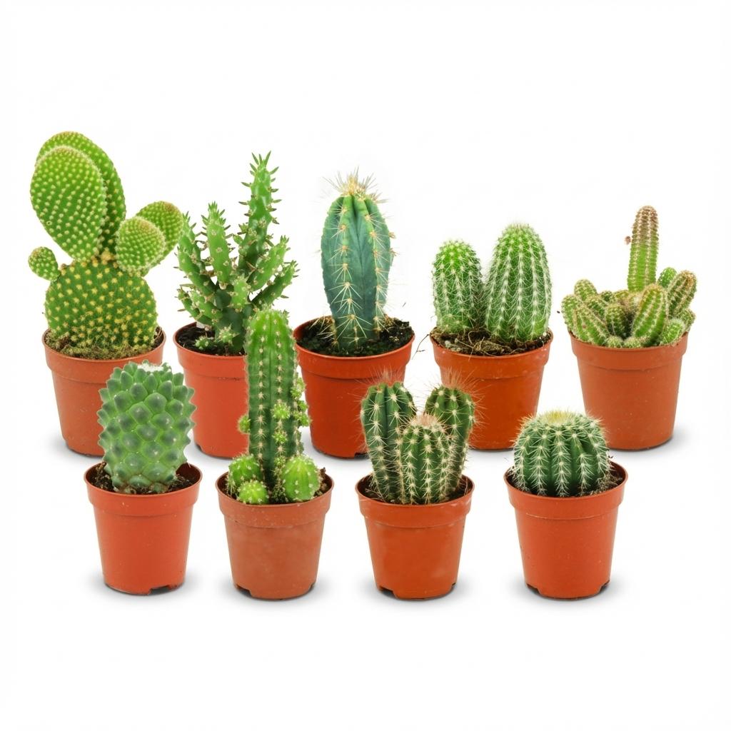 Mini Cactus Set - 9 Stuks - Ø 5.5 cm - Hoogte: 5-10 cm