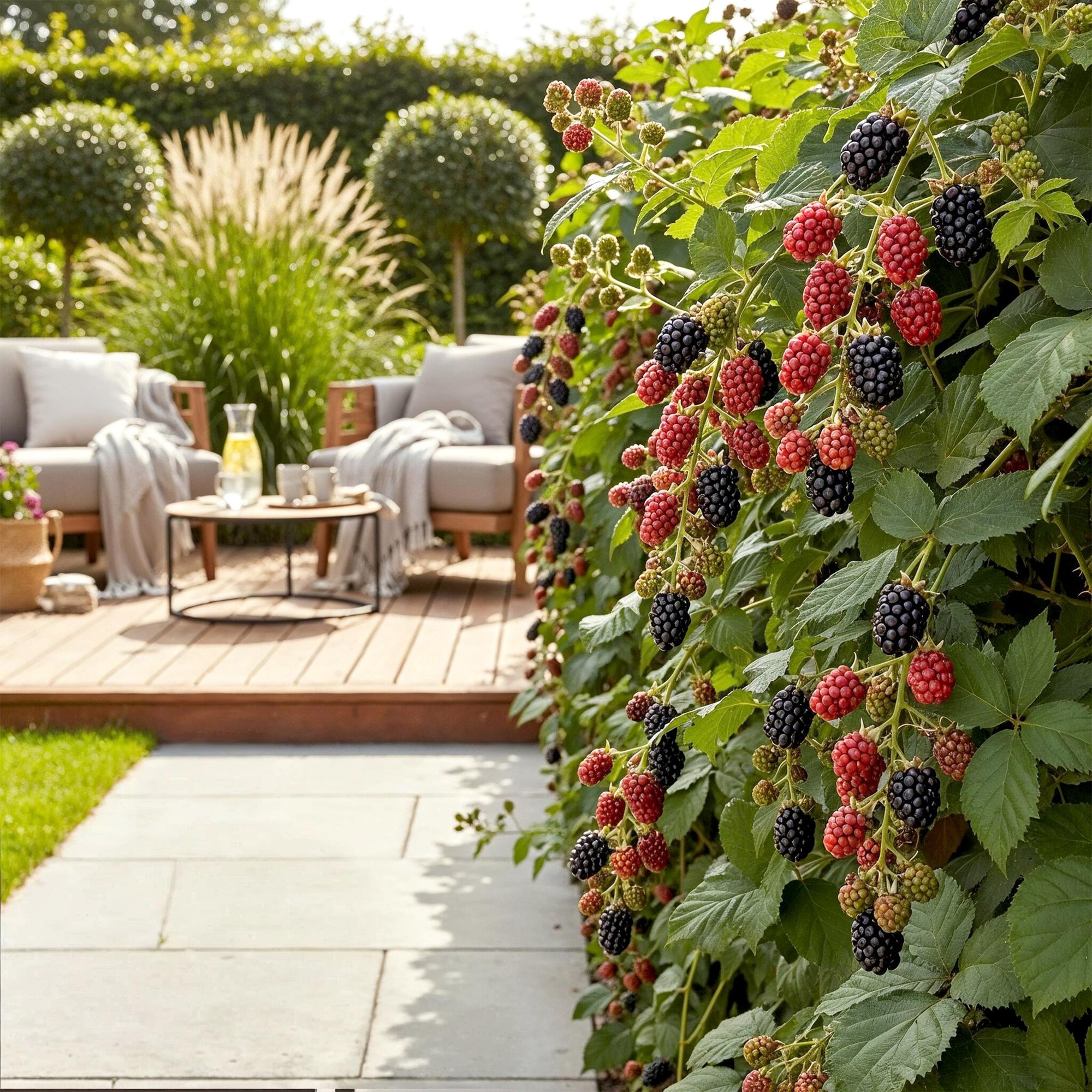 Green boutiQ - Fruitplanten - Doornloze Braam - Rubus Thornfree - Winterhard - 6 Planten - Pot 9 cm - Zwarte Braam