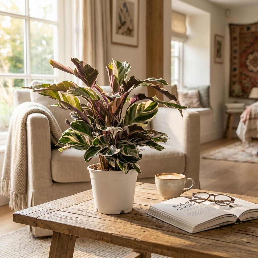 Calathea Fushion White - Ø 14 cm - Hoogte: 35 - 40 cm