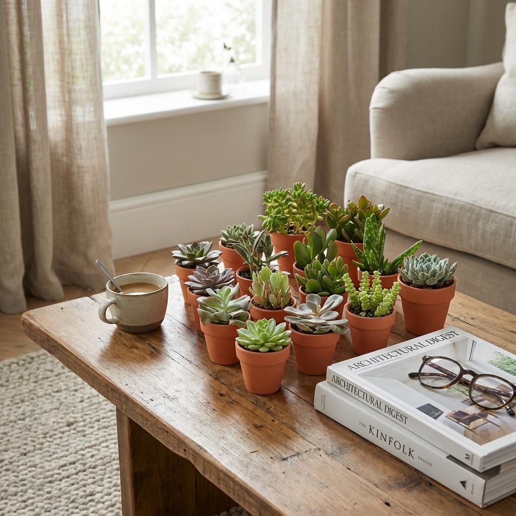 Mini Succulenten Mix - 6 Stuks - Ø 8,1 cm - Hoogte: 5-10 cm - Terracotta Potten