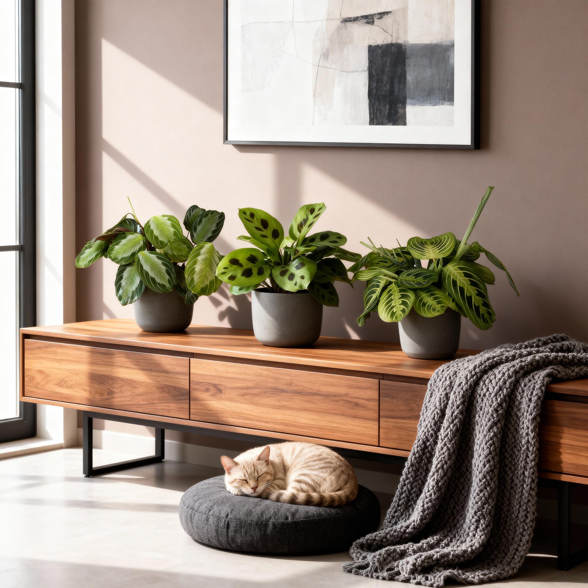 Green boutiQ - Kamerplant - Marantha Silverband, Marantha Lemon Lime Marantha Kerchoveana - Gebedsplant - Huisdiervriendelijke Plant - Groen - 3 Planten - Pot 12cm - Hoogte 25cm