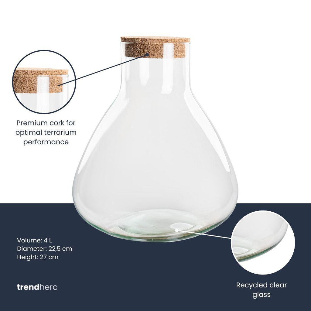 Terrarium fles met kurk - Sammie - Ø 22,5 cm ↑ 27 cm