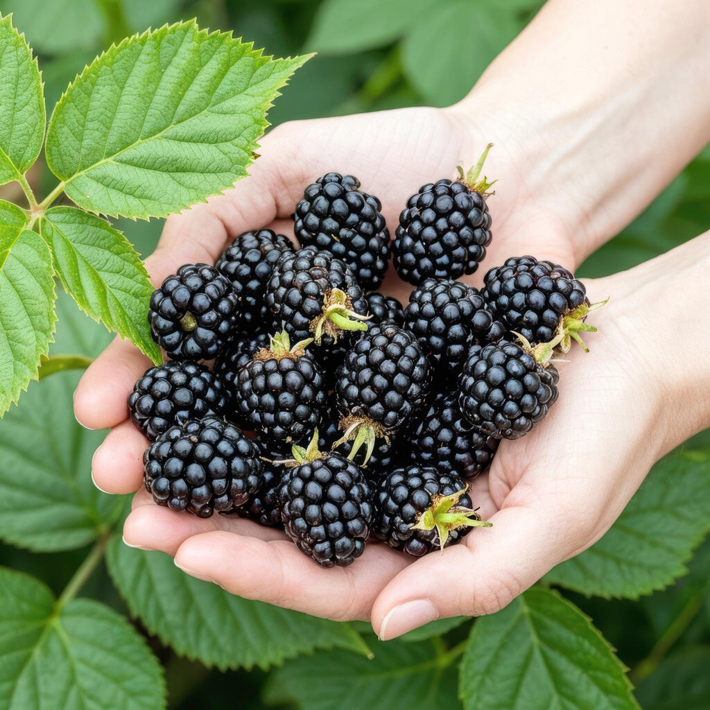Green boutiQ - Fruitplanten - Braam - Rubus Black Satin - Winterhard - 6 Planten - Pot 9 cm - Zwarte Braam