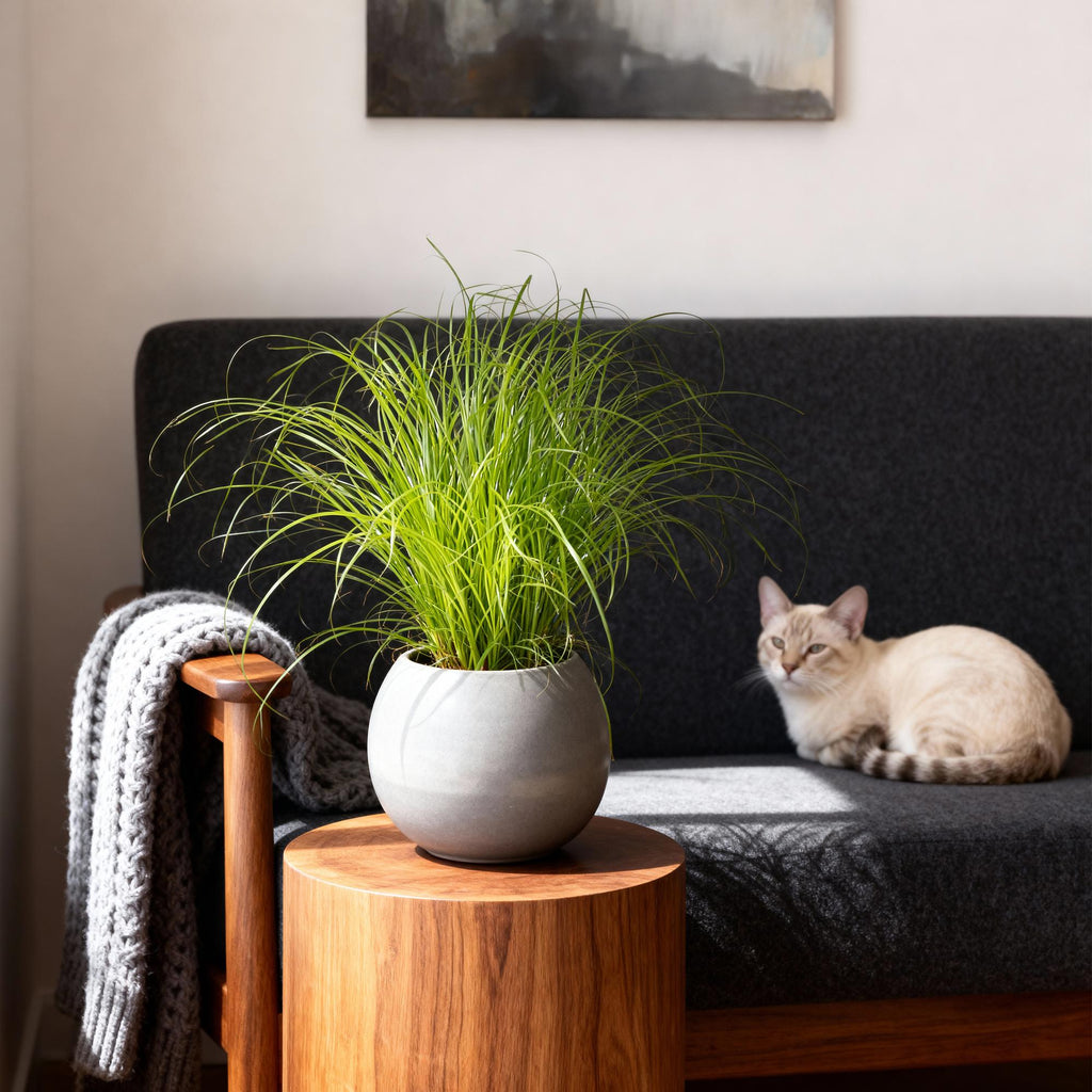 Green boutiQ - Kamerplant - Cyperus alternifolius Zumula - Kattengras - Huisdiervriendelijk - Groen - 4 Planten - Pot 12cm - Hoogte 28-30cm