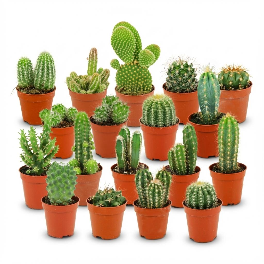 Mini Cactus Set - 18 Stuks - Ø 5.5 cm - Hoogte: 5-10 cm