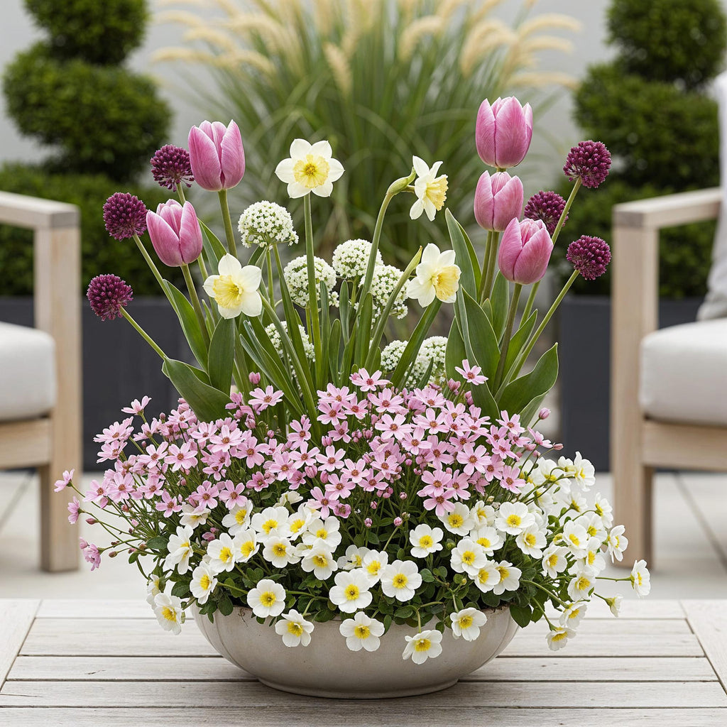 Green boutiQ - Bloembollen - Bulb Garden Pink mix - Diversen soorten - Kleur Roze - 125 stuks - Gift Verpakking