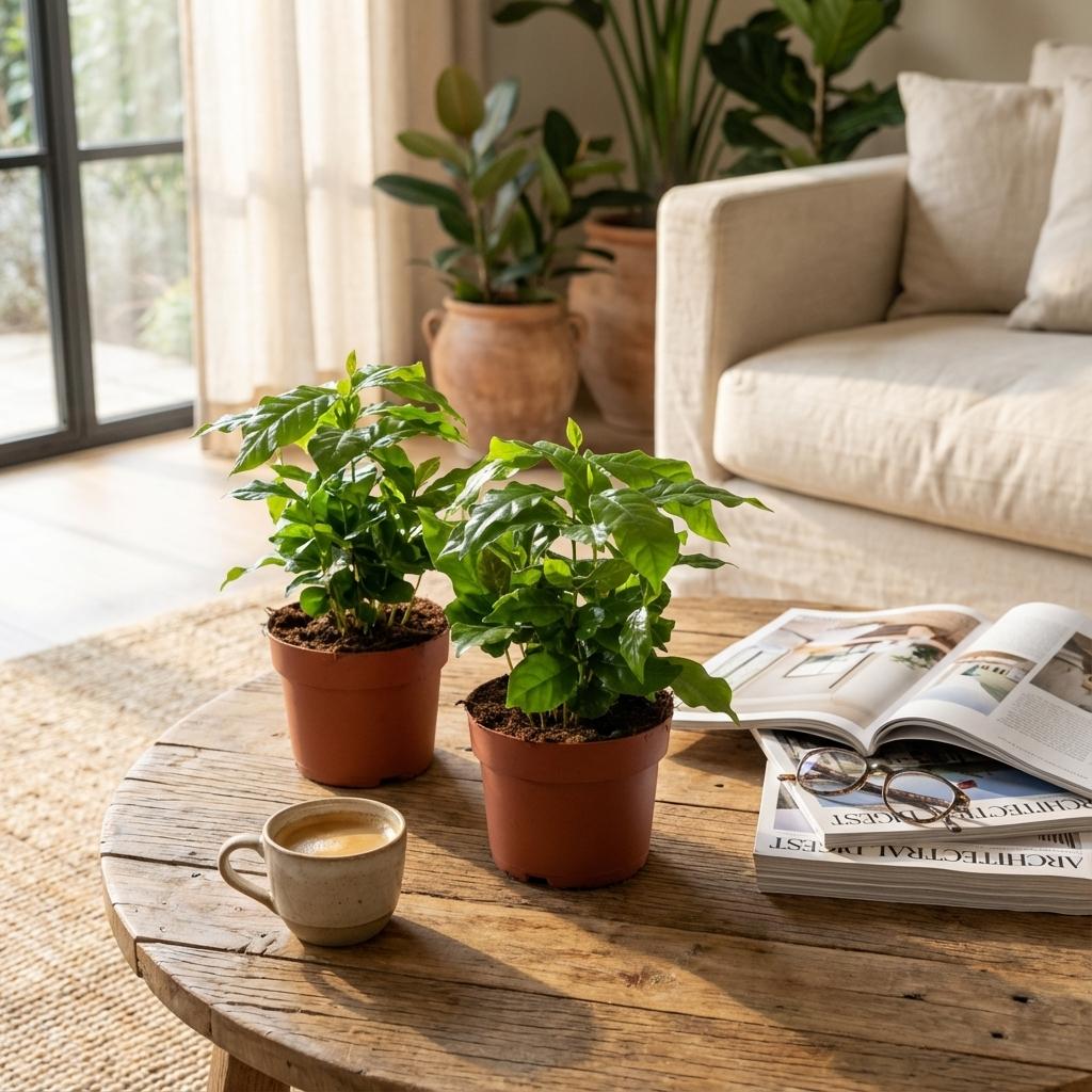 2x Coffea Arabica Koffieplant - Ø 12 cm - Hoogte: 25 cm