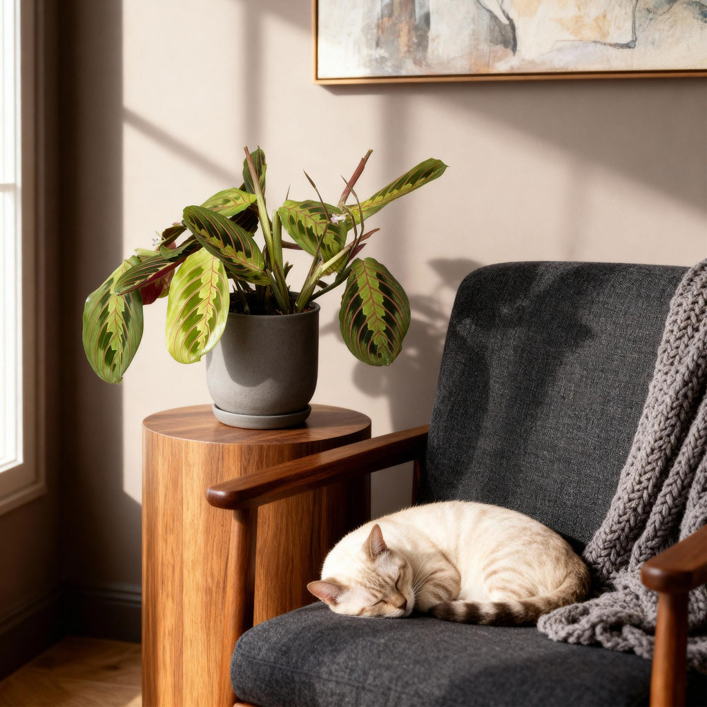 Green boutiQ - Kamerplant - Maranta Fascinator Tricolour - Gebedsplant - Huisdiervriendelijk - Groen - 4 Planten - Pot 12cm - Hoogte 30-35cm