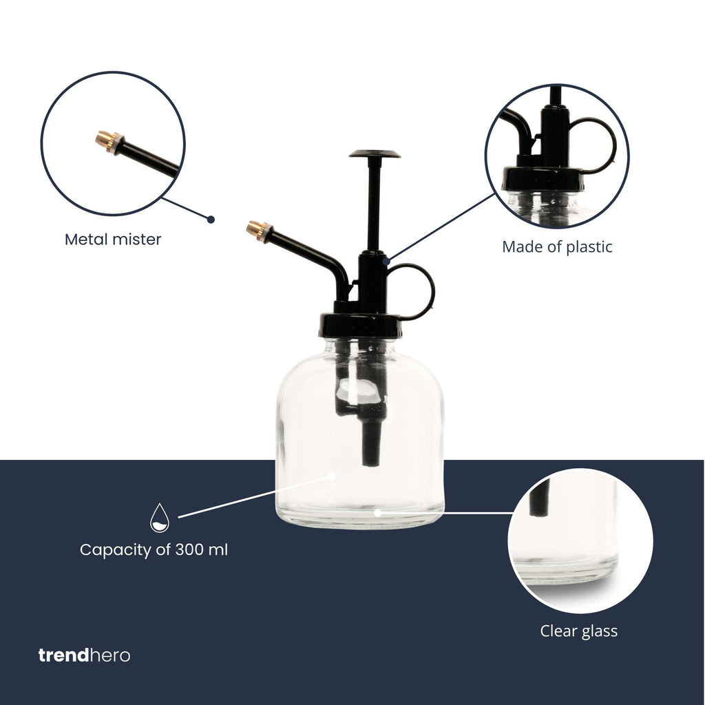 Plantenspuit - Glas helder met zwart - 300 ml