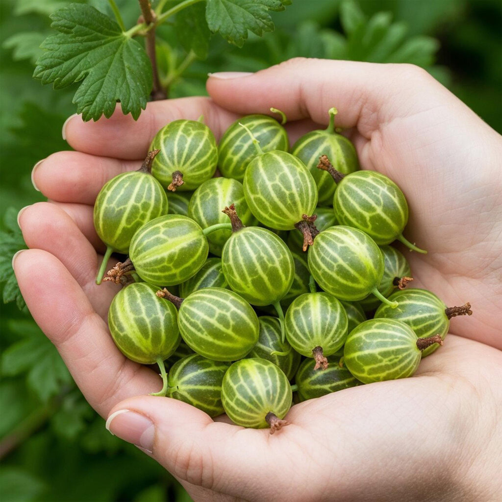 Green boutiQ - Fruitplanten - Kruisbes - Ribes uva-crispa Hinnonmaki Grun - Winterhard - 6 Planten - Pot 9 cm - Groene Bes