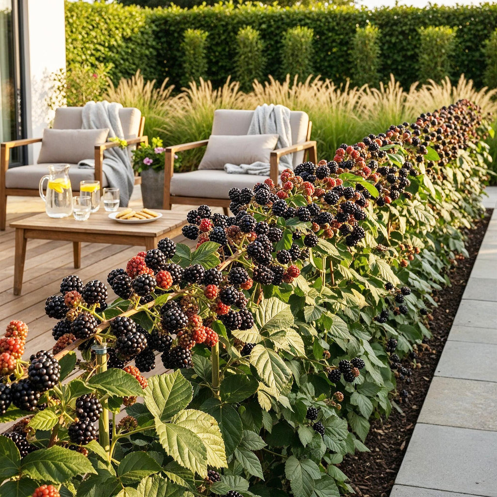 Green boutiQ - Fruitplanten - Braam - Rubus Black Satin - Winterhard - 6 Planten - Pot 9 cm - Zwarte Braam