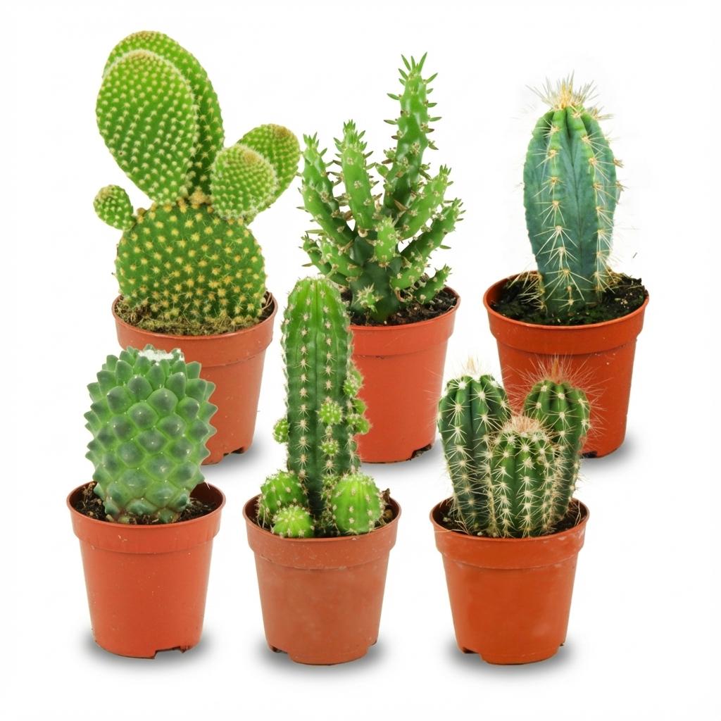 Mini Cactus Set - 6 Stuks - Ø 5.5 cm - Hoogte: 5-10 cm